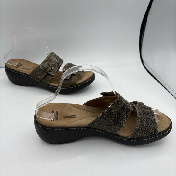 Clarks Sandals‎ Womens Size 10 Delana Fenela Wedge Heel Sandal Snake Print - Picture 7 of 10